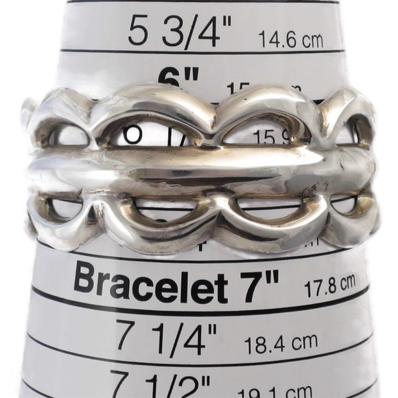 Southwest Sterling Sand Cast Cuff Bracelet - Picture 4 of 7